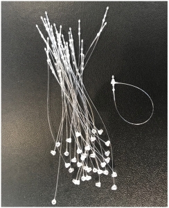 ŻYŁKI RĘCZNE ŁĄCZNIKI DO METEK. Długość 130 mm.