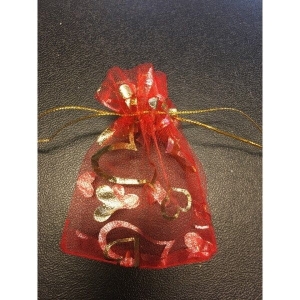 Woreczki upominkowe, Organza, Kolor Czerwony i złoty, 7 x 9 cm-na biżuterię, biżuterię, biżuterię.
