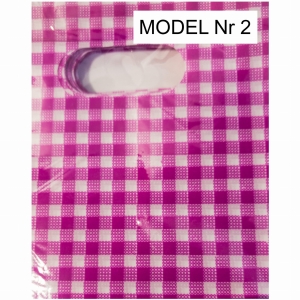 Plastikowe kolorowe torebki z wyciętym uchwytem do pakowania zakupów i prezentów. Rozmiar 9 x 15 cm (Mod 2) 15 mkr.